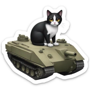 A black and white cat on a tank  sticker