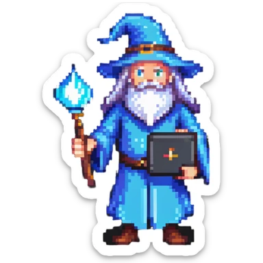 wizard with a laptop sticker