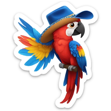 Scarlet Macaw wearing a cowboy hat Flying sticker