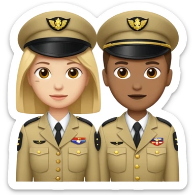 emoji wearing ACU on right half of body with AGSU on the left side of body sticker