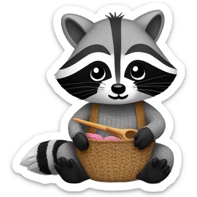 Raccoon crocheting sticker