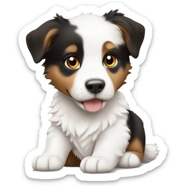 a baby tricolour (white black brown) australian sheperd sticker