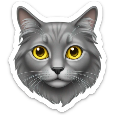 gray long hair cat with yellow big eyes sticker