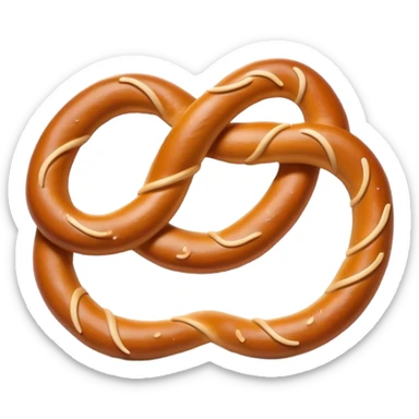 Pretzel Cinematic Realistic Pretzel Snack Emoji, depicted as a single, perfectly twisted pretzel with a glossy, salted crust, rendered with lifelike textures and warm, inviting lighting. sticker