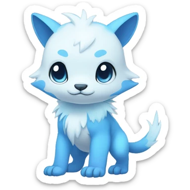 Cute cool white blue animal hybrid Fakemon full body sticker