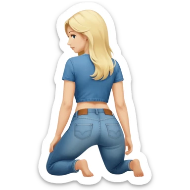 Naked blonde Woman, kneeling, showing Butt from Backside sticker