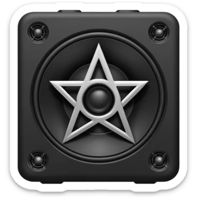 Black speaker with black heartagram in it sticker