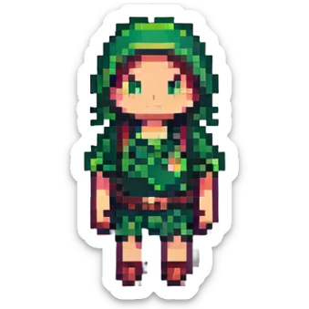 simple human character icon, pixel art style sticker