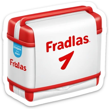 a simple drugstore sign for diapers, with the word "fraldas"simple red and white supermarket sign, with the word "fraldas" sticker