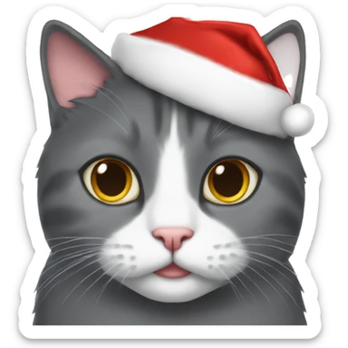 Gray tuxedo cat Christmas  sticker