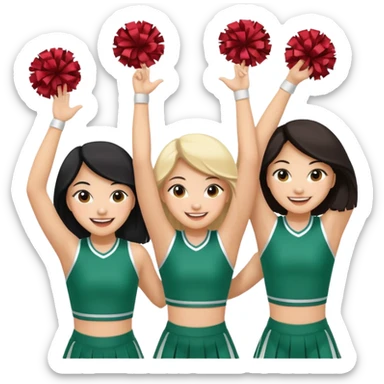 4 girls in a cheer stunt Mexican, Asian, Caucasian  sticker