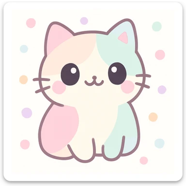 a cute cat, small and chubby, pastel colors, kawaii style sticker