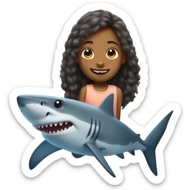 Shark with a little girl  sticker