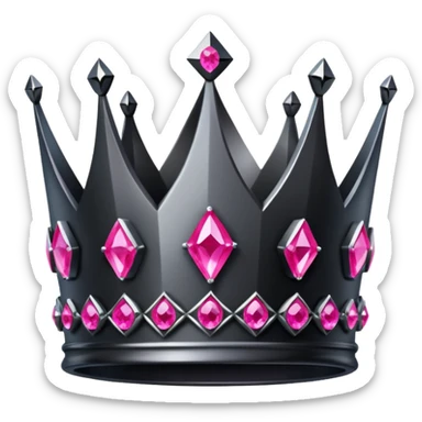 Black diamond crown with bright pink fuchsia gemstones  sticker