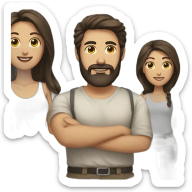 Man with black beard and woman with brown hair sticker