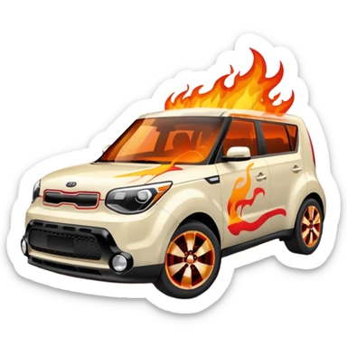 white kia soul on fire sticker