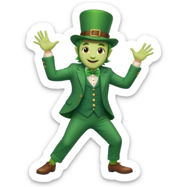 leprechaun emoji, dancing, cheerful expression sticker