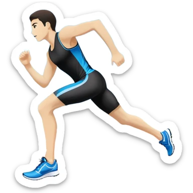 Running shoes placed on a professional track, ready for a sprint. The vibrant background features a stadium with cheering fans, a bright blue sky, and a digital timer displaying race time. Motion lines emphasize speed and energy. Transparent background highlights the athletic spirit. sticker