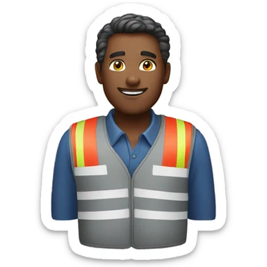 A volunteer wearing a red vest. sticker