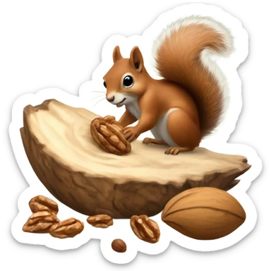 Squirrel burying a walnut sticker