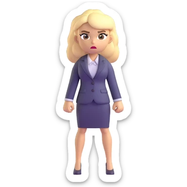 full body angry blonde profesora without glasses, blonde hair sticker