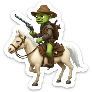 goblin horseback riding with gun sticker