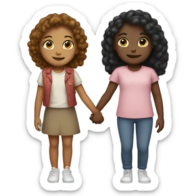 Two girls holding hands sticker