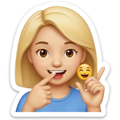 Quiero un emoji mordiendo el dedo y q sea muy femenino  sticker