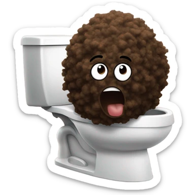 A pile of Poo with Afro hair and 2 legs running away from toilet sticker