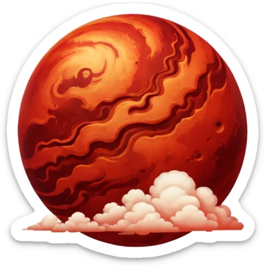 Crimson red planet with clouds sticker