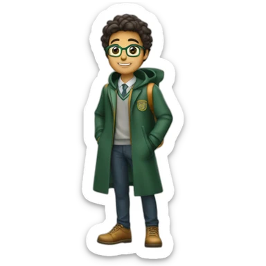 leon vestido de estudiante sacando fotocopias sticker