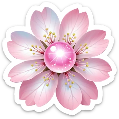 Cute Pastel pink and white Cherry Blossom Sakura Starburst Iridescent Planet sticker
