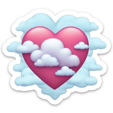 Corazón color celeste con nubes sticker