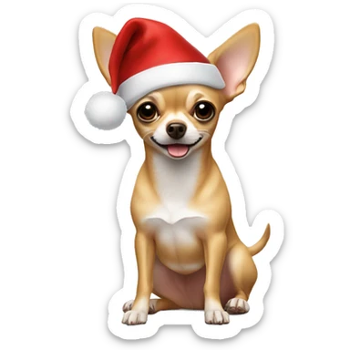 Tan Chihuahua with Santa cap sticker