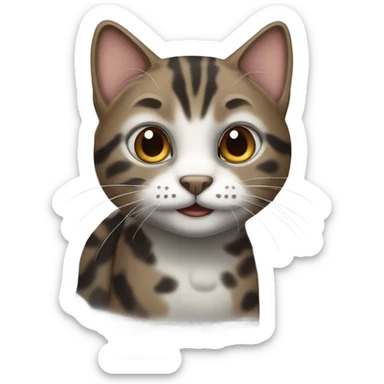 Brown black white and grey tabby Cat sticker