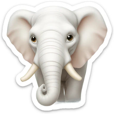 Bald albino elephant face with huge trunk sticker