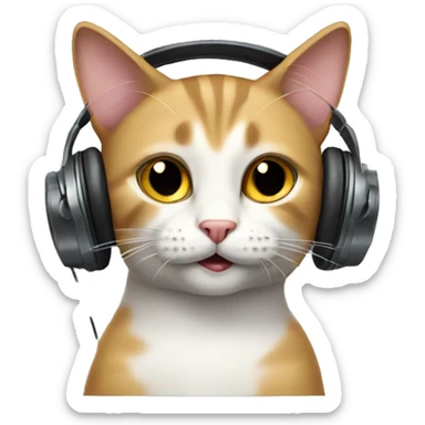 Cat with headphones  sticker