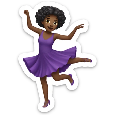 Black girl wearing a purple dress dancing sticker