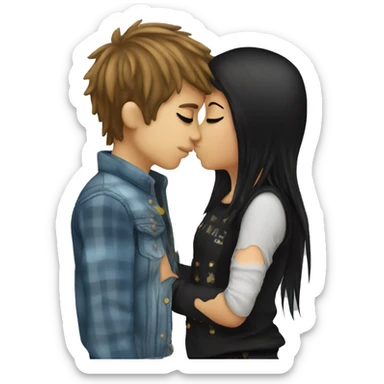 Emo girl kissing country boy sticker
