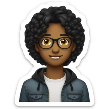 Teen glasses 16 years old and vlack hair  sticker