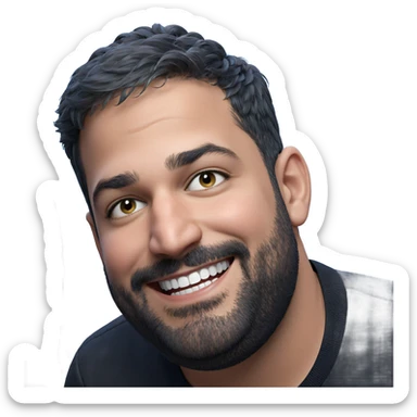 smiling boy in black shirt sticker