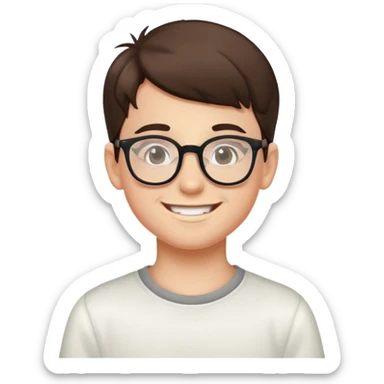 smiling boy with glasses indoors sticker