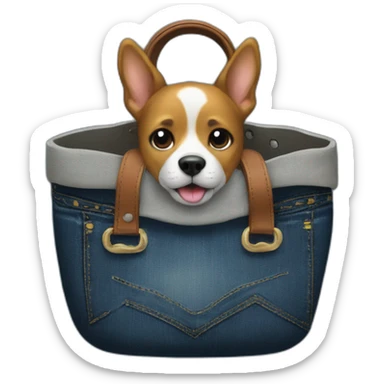 jeans bag with dog inside sticker