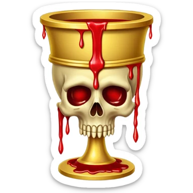 A creepy holy grail in the style of your bleeding skull art. sticker