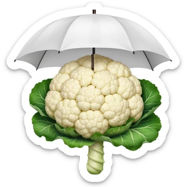 Cauliflower with an umbrella sticker