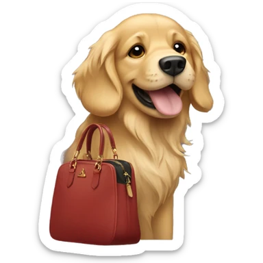 Golden retriever holding prada bag  sticker