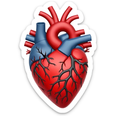 Anatomical heart With black and crimson veins and white roses sticker