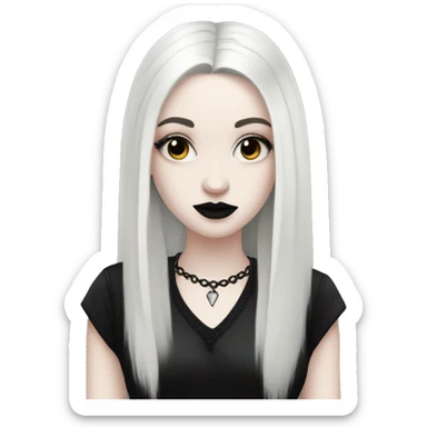 pale skin goth girl black hair sticker