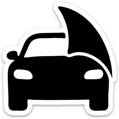 solid elegant icon of a car with protective film, premium style, smooth and sophisticated lines sticker