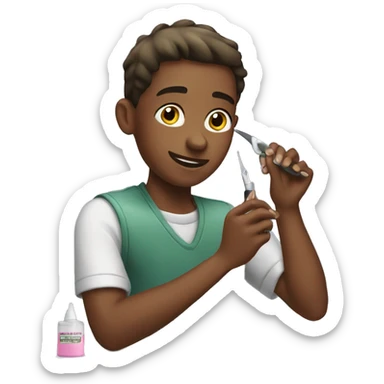 Boy doing manicure  sticker